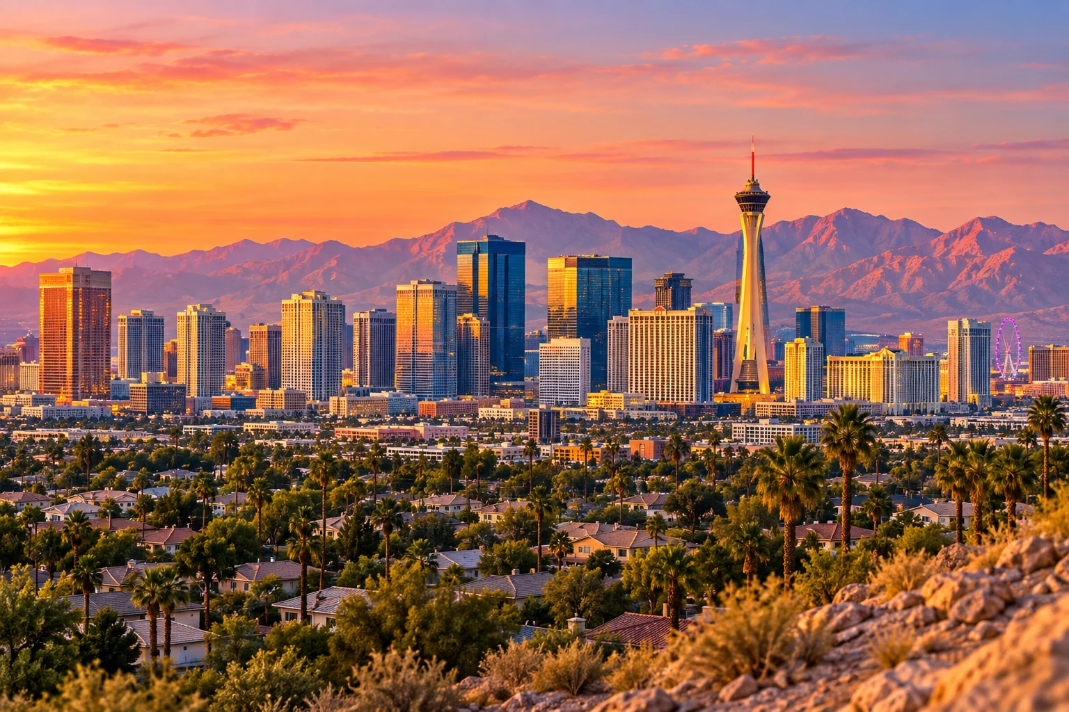 Illustrative desert valley and skyline